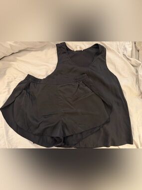 Lunya Black Washable Silk Tulip Back Set Size Large Sleeveless